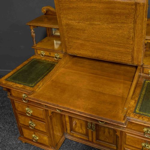 LATE VICTORIAN POLLARD OAK DESK BY THOMAS TURNER - ADDITIONAL PHOTO 12