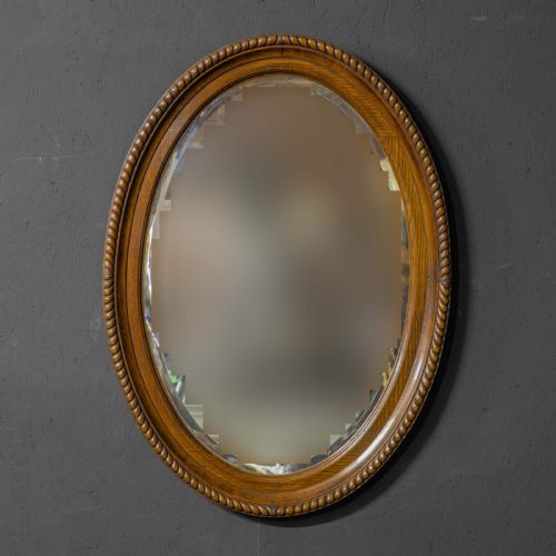 large early 20th century oval oak mirror - CATEGORY: ANTIQUE MIRRORS - DATED 1920