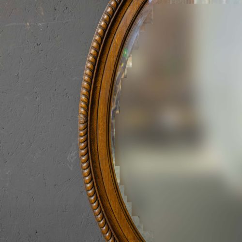 LARGE EARLY 20TH CENTURY OVAL OAK MIRROR - ADDITIONAL PHOTO 3