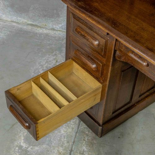 EDWARDIAN OAK ROLL TOP DESK - ADDITIONAL PHOTO 5
