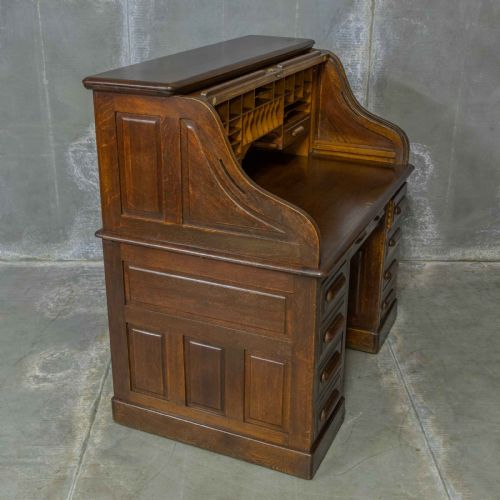 EDWARDIAN OAK ROLL TOP DESK - ADDITIONAL PHOTO 14