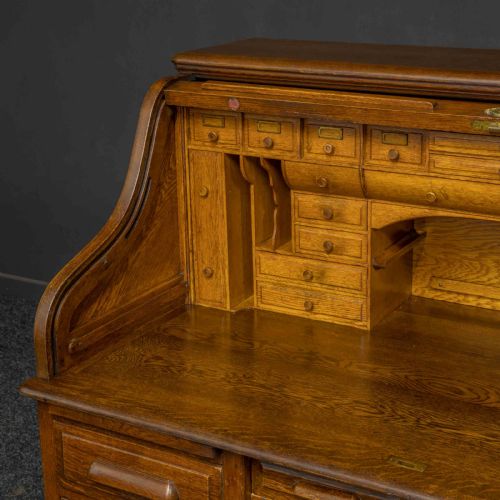 EDWARDIAN OAK ROLL TOP DESK - ADDITIONAL PHOTO 3