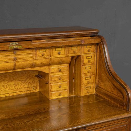 EDWARDIAN OAK ROLL TOP DESK - ADDITIONAL PHOTO 4