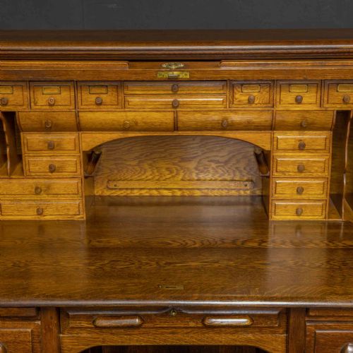EDWARDIAN OAK ROLL TOP DESK - ADDITIONAL PHOTO 6