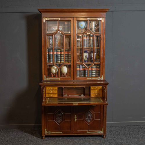 VICTORIAN WALNUT SECRETAIRE BOOKCASE - ADDITIONAL PHOTO 1