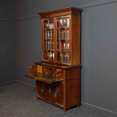 VICTORIAN WALNUT SECRETAIRE BOOKCASE - ADDITIONAL PHOTO 2