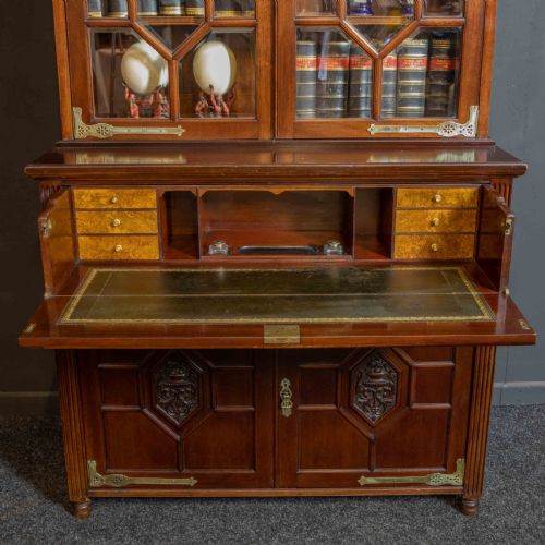 VICTORIAN WALNUT SECRETAIRE BOOKCASE - ADDITIONAL PHOTO 8