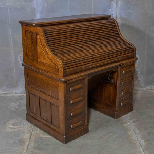 EDWARDIAN OAK AUTOTYPE ROLL TOP DESK - ADDITIONAL PHOTO 18