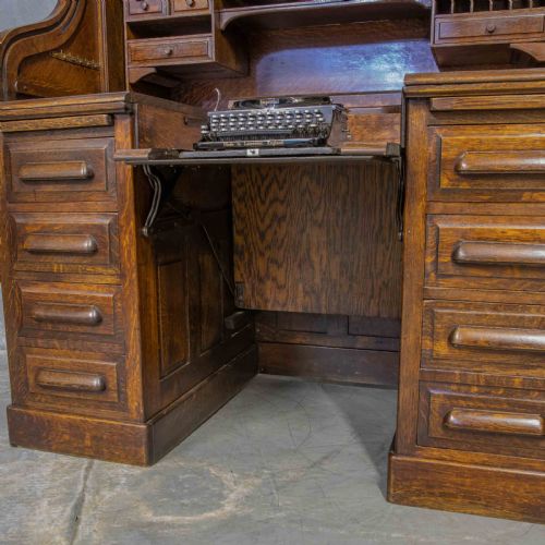 EDWARDIAN OAK AUTOTYPE ROLL TOP DESK - ADDITIONAL PHOTO 24