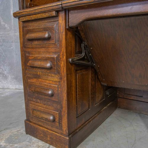 EDWARDIAN OAK AUTOTYPE ROLL TOP DESK - ADDITIONAL PHOTO 25