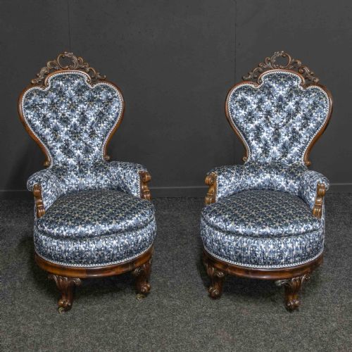 2 VICTORIAN LINER CHAIRS