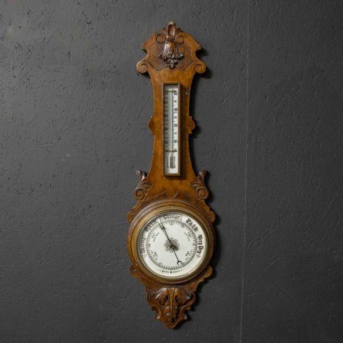 edwardian oak barometer - CATEGORY: ANTIQUE BAROMETERS - DATED 1900