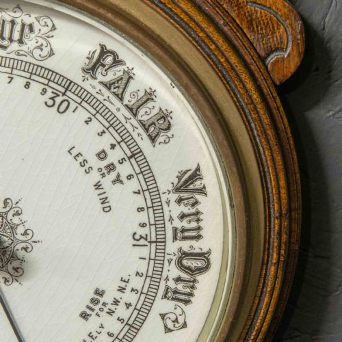 EDWARDIAN OAK BAROMETER - ADDITIONAL PHOTO 4