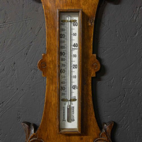 EDWARDIAN OAK BAROMETER - ADDITIONAL PHOTO 5