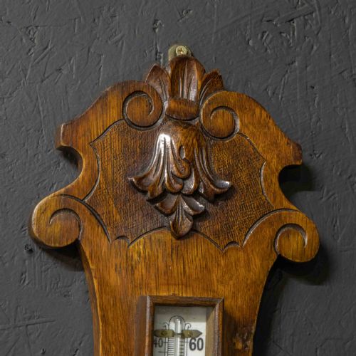 EDWARDIAN OAK BAROMETER - ADDITIONAL PHOTO 7