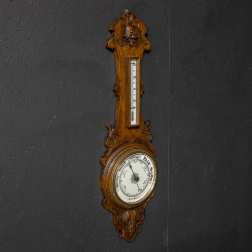 EDWARDIAN OAK BAROMETER - ADDITIONAL PHOTO 8