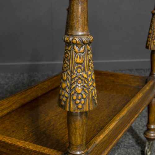 OAK TEA TROLLEY AND CARD TABLE - ADDITIONAL PHOTO 1