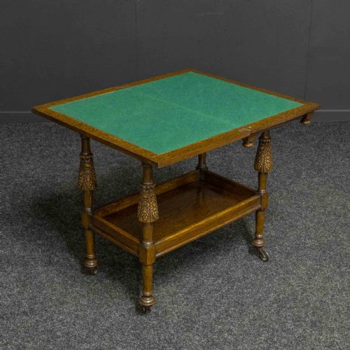 OAK TEA TROLLEY AND CARD TABLE - ADDITIONAL PHOTO 3