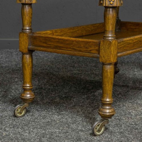 OAK TEA TROLLEY AND CARD TABLE - ADDITIONAL PHOTO 5