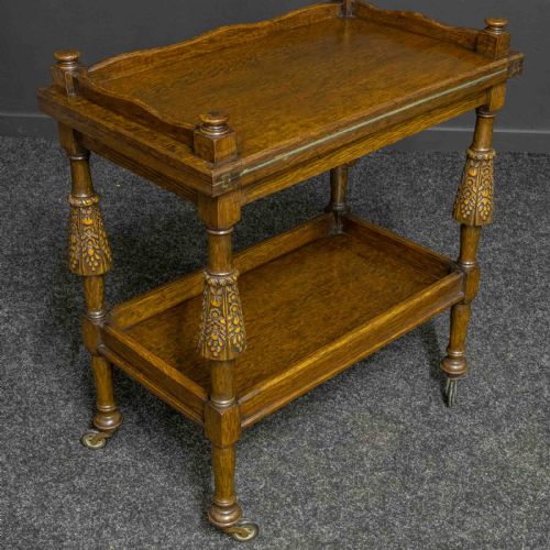 OAK TEA TROLLEY AND CARD TABLE - ADDITIONAL PHOTO 6