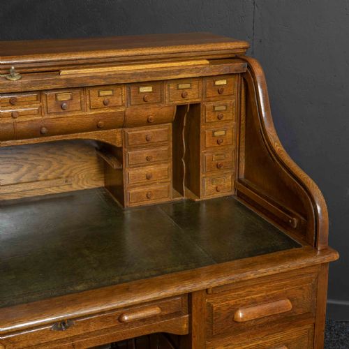 EDWARDIAN ROLL TOP DESK BY MAPLES OF LONDON AND PARIS - ADDITIONAL PHOTO 3