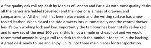 EDWARDIAN ROLL TOP DESK BY MAPLES OF LONDON AND PARIS - ADDITIONAL PHOTO 17