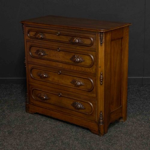 LATE 19TH CENTURY FRENCH WALNUT CHEST OF DRAWERS