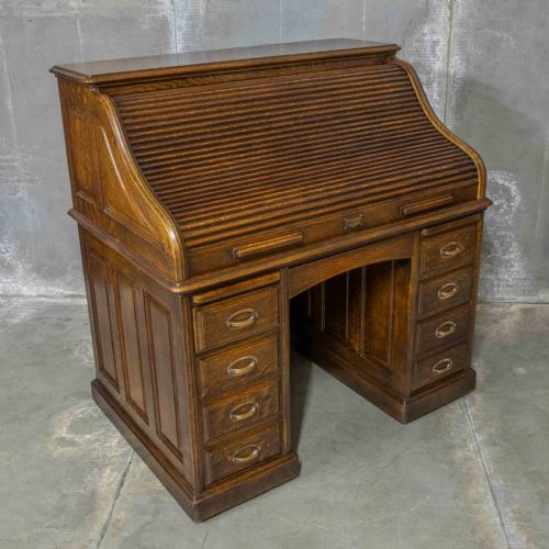 EDWARDIAN OAK ROLL TOP DESK - ADDITIONAL PHOTO 1