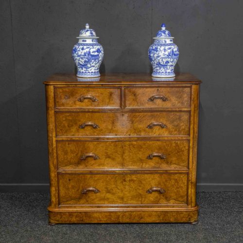 VICTORIAN BURR WALNUT CHEST - ADDITIONAL PHOTO 3