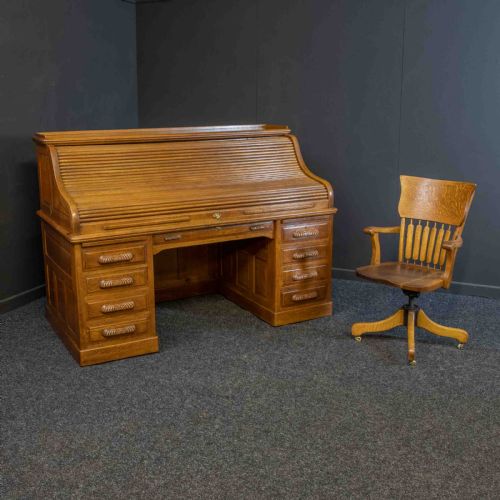 HUGE EDWARDIAN ROLL TOP DESK - ADDITIONAL PHOTO 1