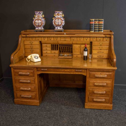 HUGE EDWARDIAN ROLL TOP DESK - ADDITIONAL PHOTO 10