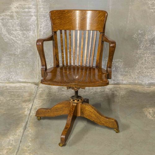 EDWARDIAN OAK SWIVEL CHAIR - ADDITIONAL PHOTO 2
