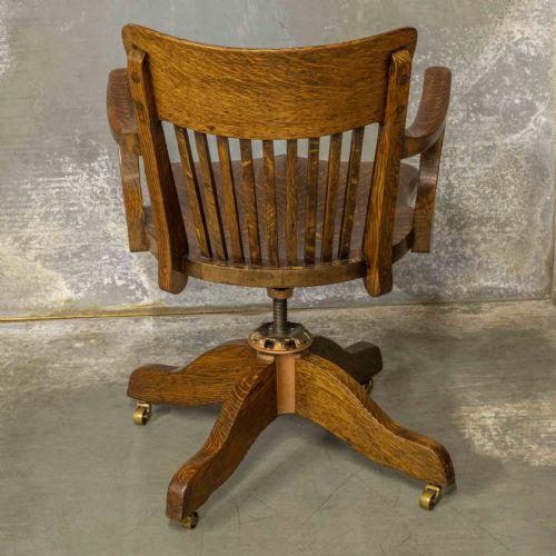 EDWARDIAN OAK SWIVEL CHAIR - ADDITIONAL PHOTO 5