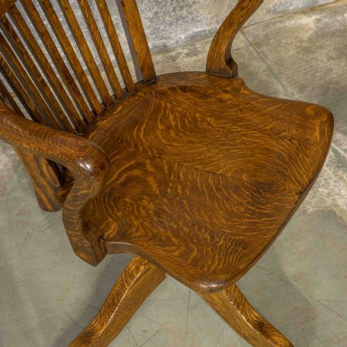 EDWARDIAN OAK SWIVEL CHAIR - ADDITIONAL PHOTO 7