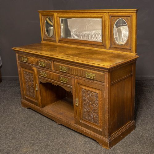 T SIMPSON AND SON OAK MIRRORBACK SIDEBOARD - ADDITIONAL PHOTO 7