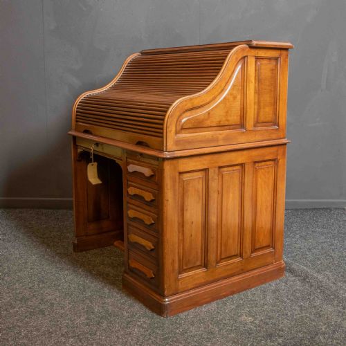 EDWARDIAN WALNUT ROLL TOP DESK - ADDITIONAL PHOTO 3