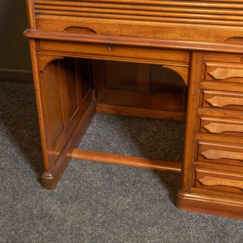 EDWARDIAN WALNUT ROLL TOP DESK - ADDITIONAL PHOTO 8