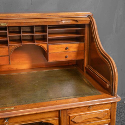 EDWARDIAN WALNUT ROLL TOP DESK - ADDITIONAL PHOTO 11
