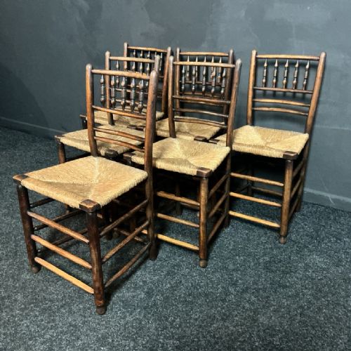SET OF 6 ANTIQUE COUNTRY CHAIRS - ADDITIONAL PHOTO 3