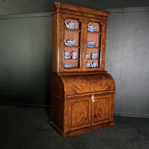 ANTIQUE CYLINDER BOOKCASE - ADDITIONAL PHOTO 1