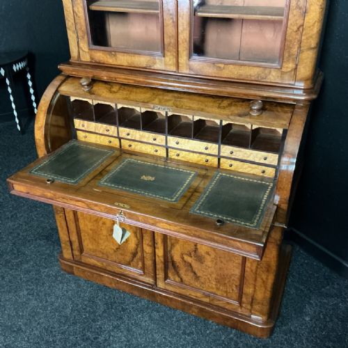 ANTIQUE CYLINDER BOOKCASE - ADDITIONAL PHOTO 5