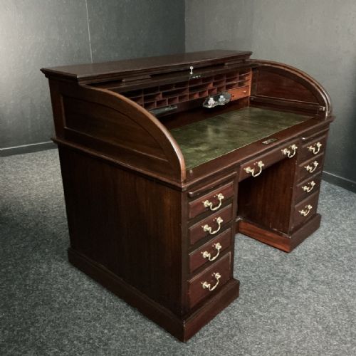 MAHOGANY ROLL TOP DESK - ADDITIONAL PHOTO 3