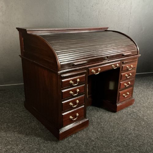 MAHOGANY ROLL TOP DESK - ADDITIONAL PHOTO 4