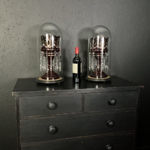 PAIR OF VICTORIAN RUBY LUSTRES - ADDITIONAL PHOTO 1