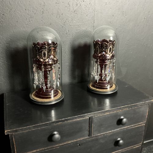 pair of victorian ruby lustres - CATEGORY: ANTIQUE LIGHTING - DATED 19TH CENTURY