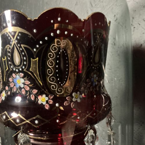 PAIR OF VICTORIAN RUBY LUSTRES - ADDITIONAL PHOTO 4