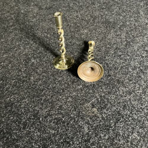 PAIR OF BRASS BARLEY TWIST CANDLESTICKS - ADDITIONAL PHOTO 2