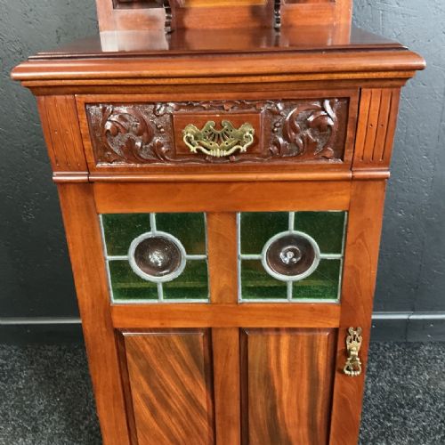 ANTIQUE MAHOGANY MUSIC CABINET - ADDITIONAL PHOTO 2