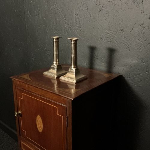 GEORGIAN GUN METAL CANDLESTICKS