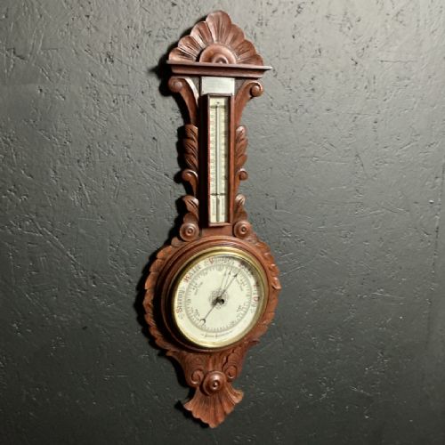 EDWARDIAN OAK BAROMETER